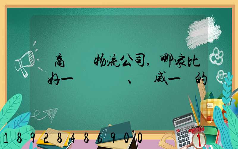 電商倉儲物流公司,哪家比較好一點、權威一點的